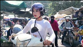 Cambodian factory workers daily life 4k street view Khmer people daily life Asia