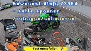 #7 Kawasaki Ninja ZX4RR Kette spannen,  WTF fast umgefallen