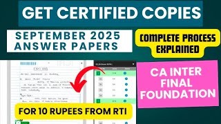How To apply In RTI For Certified Copies Of CA September 2025 Papers for 10 rupees|CA Final inter