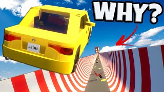 Launching BeamNG Drive LEGO CARS Off a MEGA RAMP in Brick Rigs!