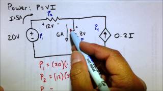 Circuit Power Dissipated & Supplied Analysis Practice Problem (Electrical Engineering Basics Review)