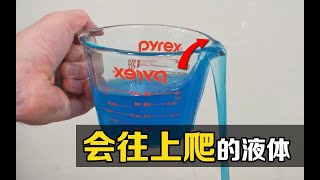 不可思议的“无管虹吸”，液体能自己爬上杯壁，你知道原理吗？