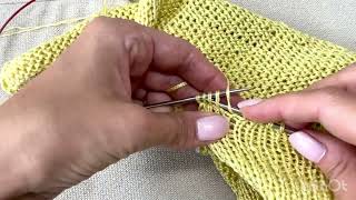 P2tog - purl two together (right leaning purl decrease)