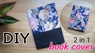 DIY book cover l How to sew Diary book cover l  2 in 1 I Easy sew tutorial l วิธีทำปกสมุด ปกไดอารี่