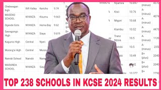 TOP 238 SCHOOLS IN KCSE 2024 RESULTS |BEST PERFORMED 238 SCHOOLS IN KCSE RESULTS RELEASED TODAY|list