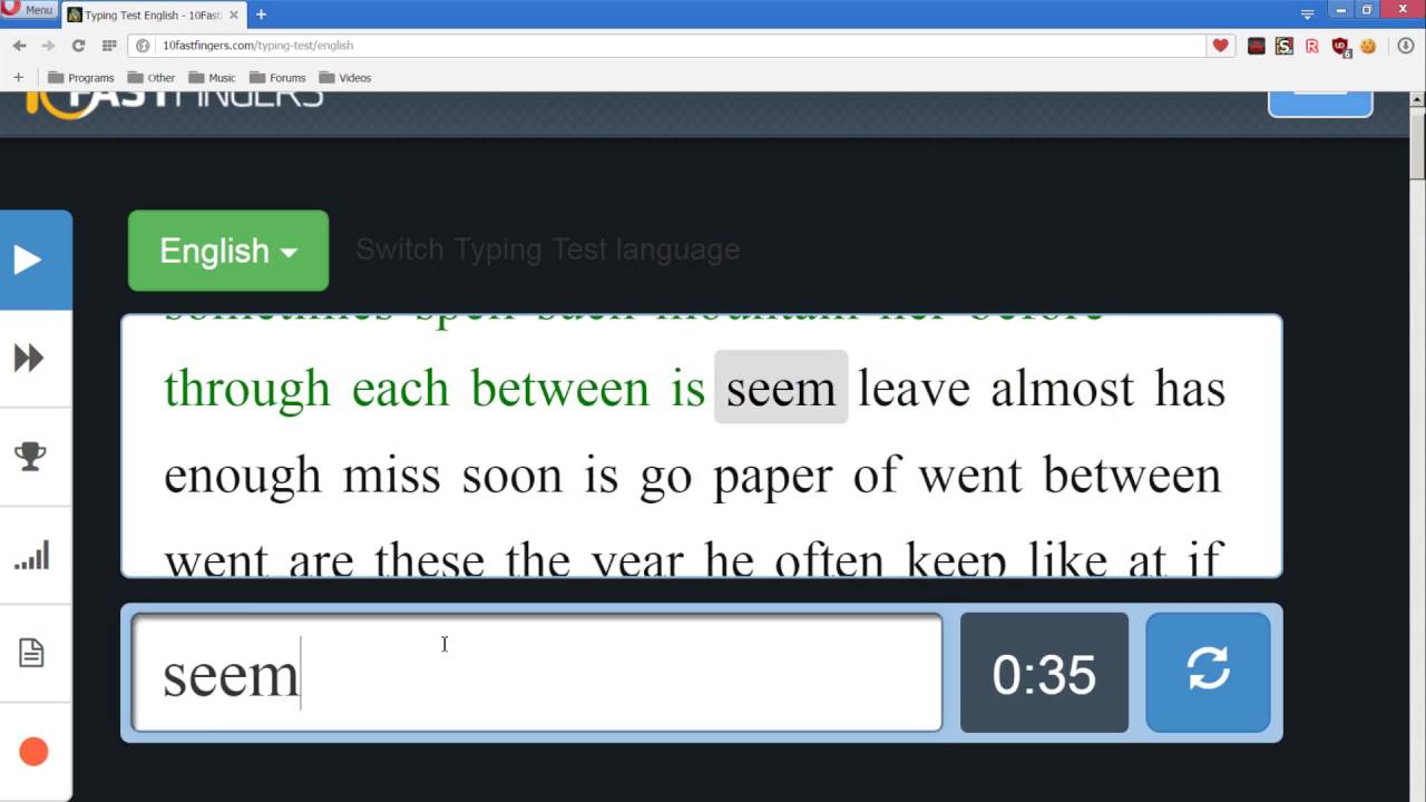 10fastfingers Typing Test 1 142 Wpm Youtube
