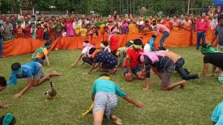 Catching the duck blindfolded a fun village game at Patakata in Kokrajhar.