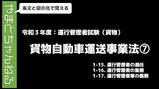 Vol.52【運行管理者（貨物）】令和３年度_貨物自動車運送事業法⑦：運行管理者の選任、運行管理者の業務、運行管理者等の義務