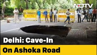 Road In Heart Of Delhi Caves In After Heavy Rain, Flooding In Many Areas