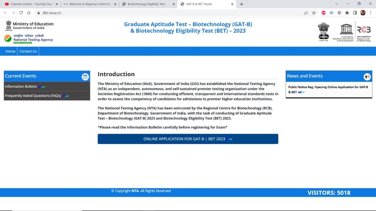 DBT BET 2023 / GAT-B 2023 Online Application Form Is Live Now | Link Is ...