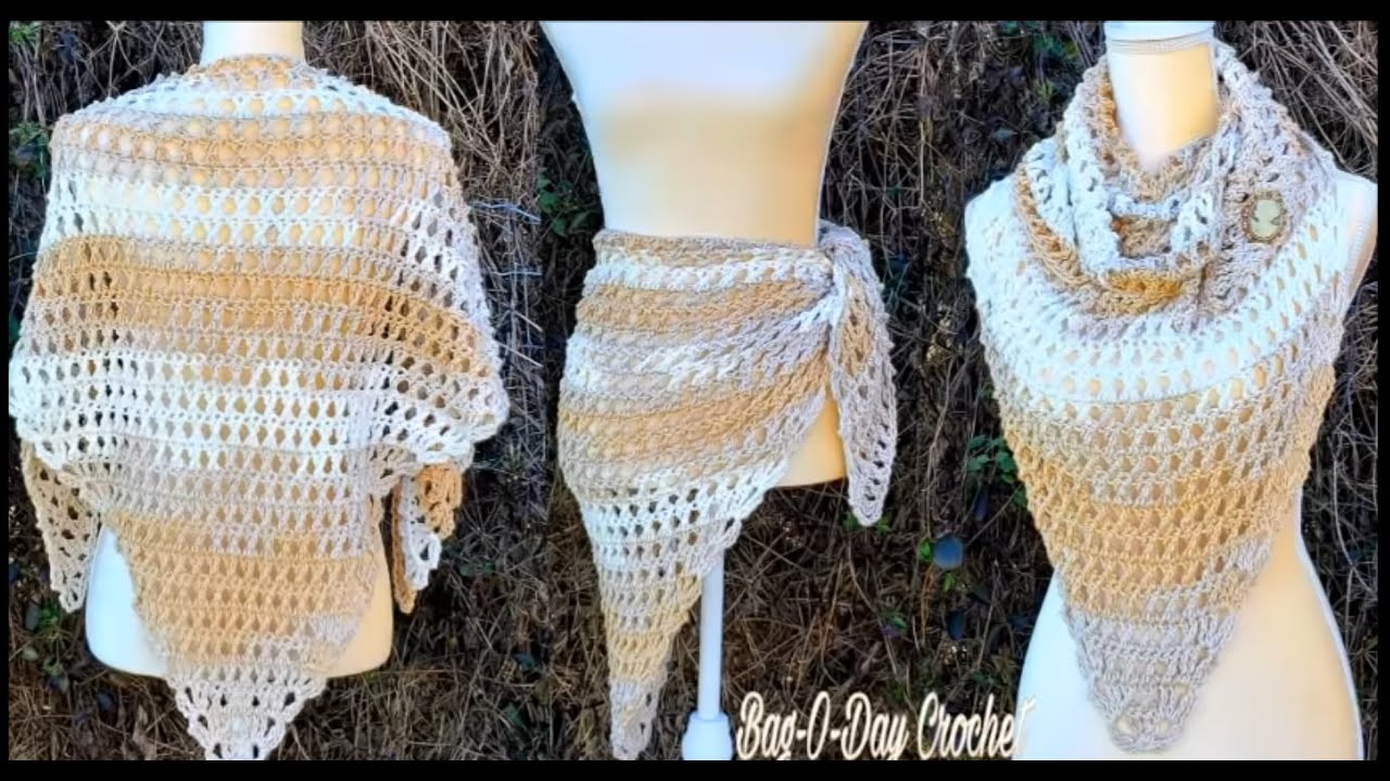 Crochet Easy Shawl/Spring Shawl Free Crochet Tutorial/Bag O Day Crochet ...