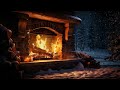 crackling fireplace ambience sounds in the winter night snow fireplace burning