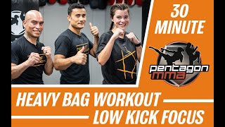 Muay Thai and Kickboxing Heavy Bag Workout - Low Kick Focus -- Class #8