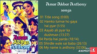 Amar Akbar Anthony 1977 All Songs Jukebox  Vinod Khanna  Amitabh Bachchan  Rishi Kapoor