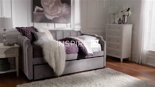 Chareau Grey Velvet Upholstered Daybed and Trundle by iNSPIRE Q Bold