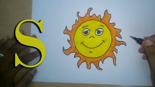 S for Sun | How to Draw a Sun Easy Step by step drawing for kids