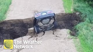 Sinkhole swallows teen, car whole in scary incident