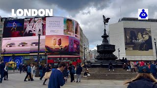 London Walk 🇬🇧 West End: Piccadilly Circus to Tottenham Court Road | Central London Walking Tour HDR