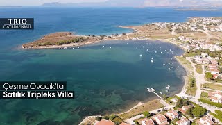 Çeşme Ovacık'ta Sakız Adası Manzaralı Satılık Tripleks Villa