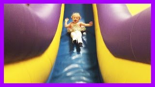 American Girl Bitty Baby Dolls Go to Monkey Joes and Chuck E Cheese Bounce House Indoor Playground