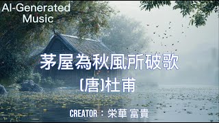 茅屋為秋風所破歌｜两个版本（第一版本是说唱Rap）｜（唐）杜甫｜AI-Generated ｜AI生成詩詞音樂