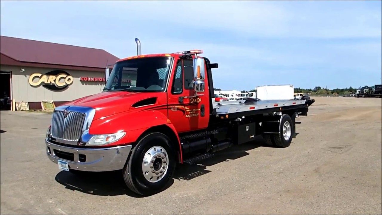 International 4300 JERR-DAN Rollback Tow Truck For Sale - YouTube