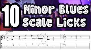 10 Minor Blues Scale Jazz Guitar Licks With Backing Track  - PDF With Audio