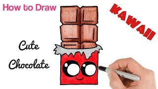 How to Draw Cute Chocolate bar | Food kawaii drawings art tutorial