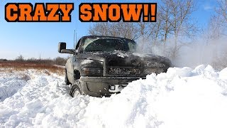 4X4 IN SNOW WITH LIFTED TRUCKS! (GOT STUCK, BLOWN RAD)