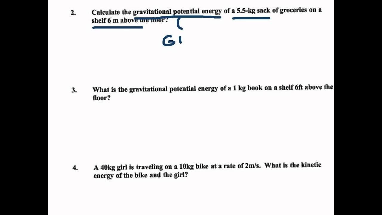 Potential And Kinetic Energy Problems