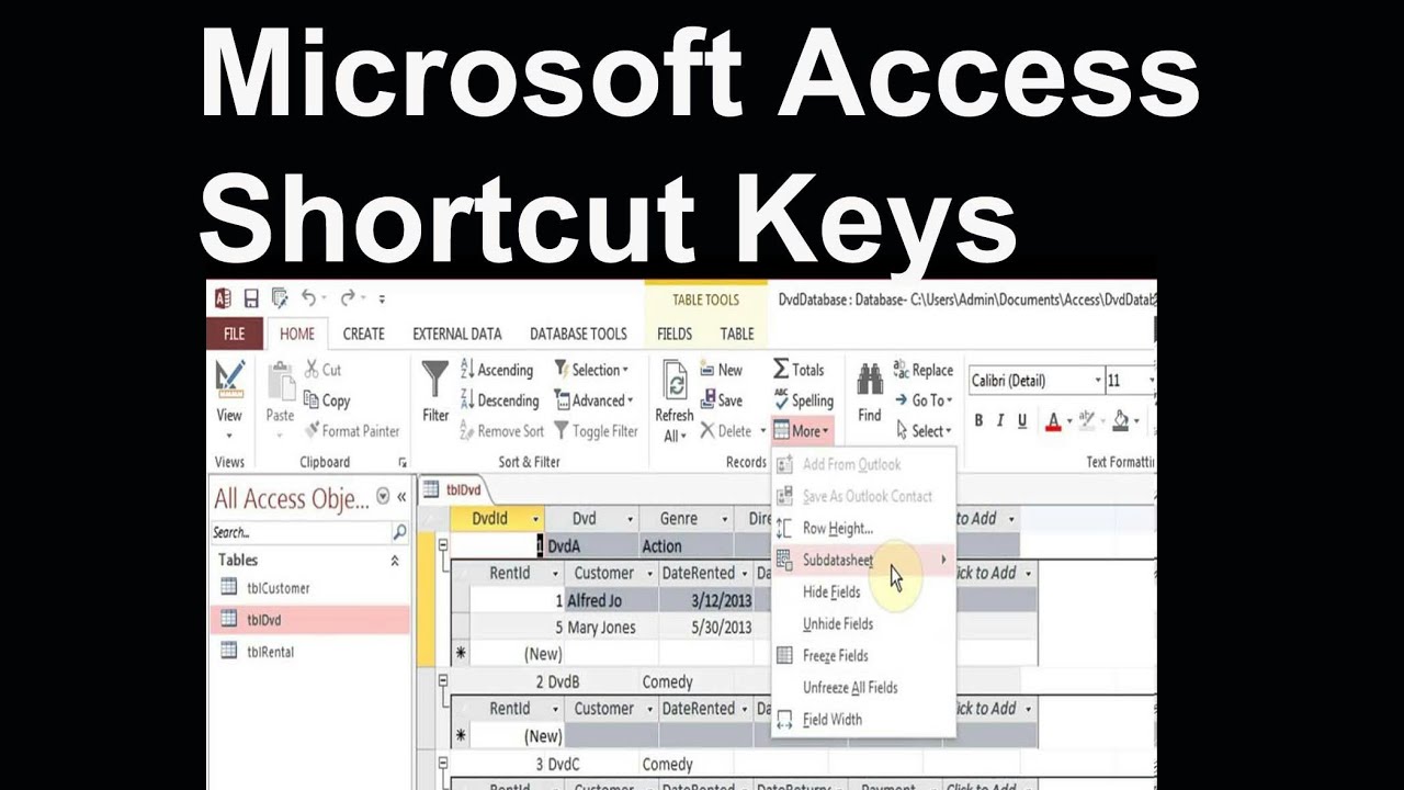 Microsoft Access Shortcut Keys | MS Access Shortcut Keys | Shortcut ...