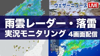 【#雨雲レーダー ライブ】日本海側は強雨や霰(あられ)　落雷や突風にも注意／4画面モニタリング　2024年11月29日(金)