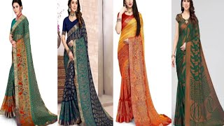 ब्रासो साड़ी की एकदम न्यू डिजाइन /light weight brasso saree design/ beautiful brasso saree