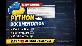 Python with Documentation – Day 1 | How to Read Python Docs + First Program (Live) #python