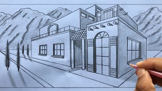 How to Draw a House using 2-Point Perspective: Step by Steps