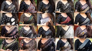 Simple Office Wear Black Printed Blouse Designs 😍|Trendy Black Color Print Cotton Blouse Designs ❤️|