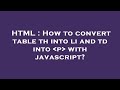 HTML : How to convert table th into li and td into  p  with javascript?