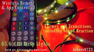 Nexillumi 65.6' LED Strip Lights, controlled via remote, app, or control box, lighting voice themes