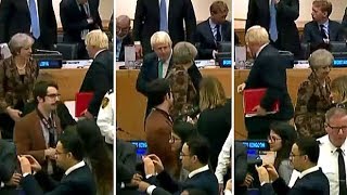 Watch Theresa May and Boris Johnson's awkward encounter at UN General Assembly