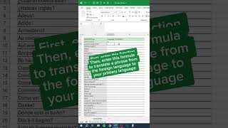 Translate in Excel! #excel #translate #data