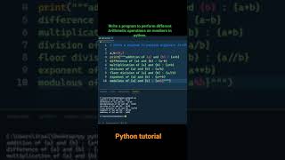 Write a program to perform different Arithmetic operations on numbers in python #python #shorts