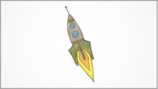 How to draw a Space rocket step by step