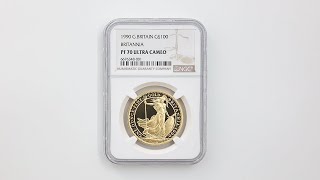 1990 英国 ブリタニア 100ポンド 金貨 1オンス プルーフ NGC PF 70 UC 最高鑑定 完全未使用品 イギリス 金貨 6676348-001