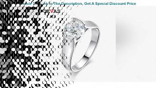 OEVAS Real 2 Carat D Color Moissanite Wedding Rings For Women 18K White Gold Plated 100% 925 St