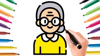 👵 How to draw a cute grandmother? Easily and simply! A drawing for kids step by step 👵