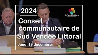 Sud Vendée Littoral :Conseil communautaire - 19 décembre 2024