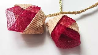 Rose latkan (quick and easy) | easy latkan making tutorial |How to make net fabric flower latkan |