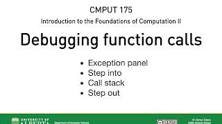 Debugging function calls—CMPUT 175