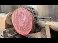 Transforming Redwood Blanks into Masterpieces on a Manual Wood Lathe