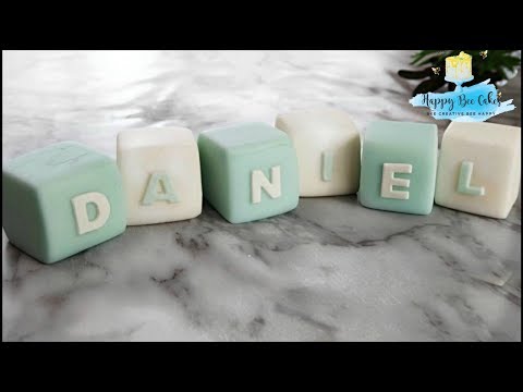 Fondant Baby name letter blocks tutorial 👶 Christening Baby shower cake Fondant Baby name letter blocks tutorial 👶 Christening Baby shower cake